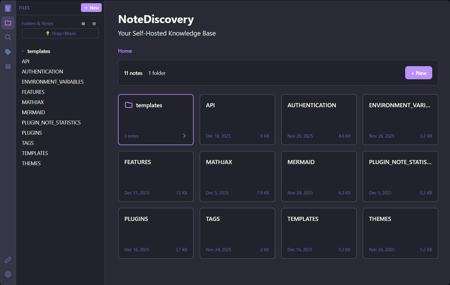 NoteDiscovery Card View