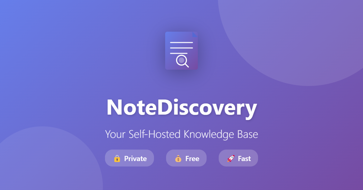 Show HN: NoteDiscovery – Free Self-Hosted Alternative to Notion/Obsidian