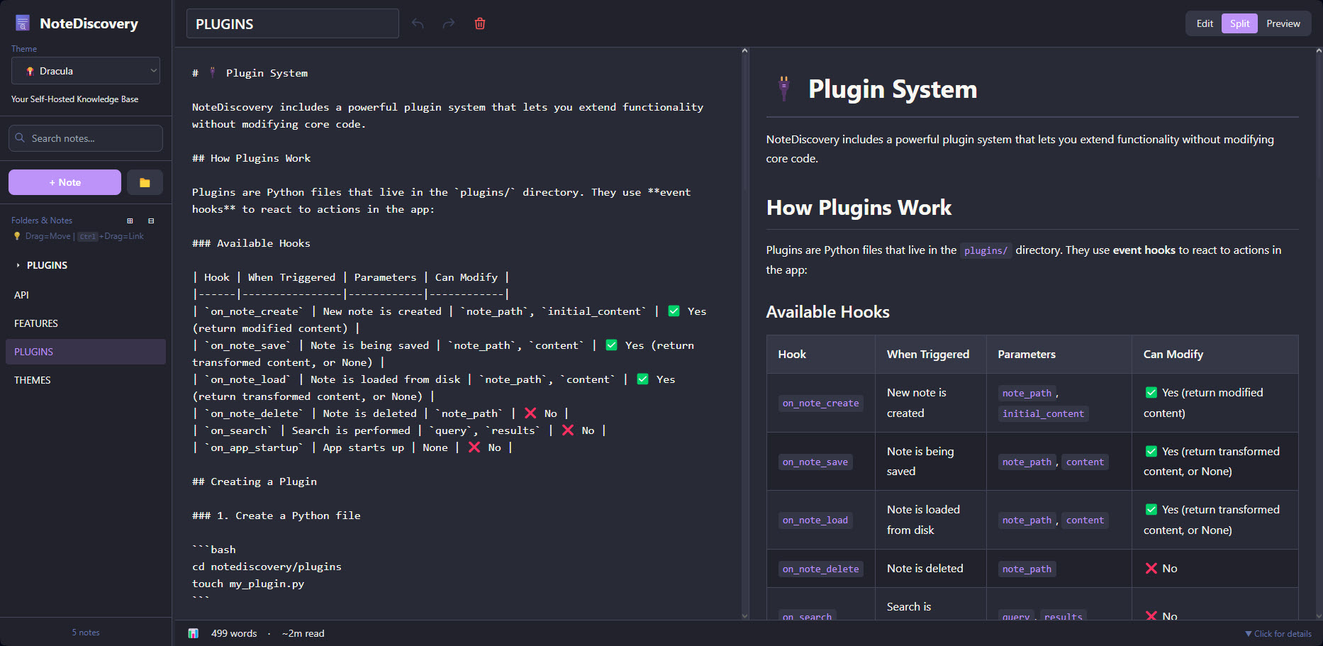 NoteDiscovery Interface Screenshot